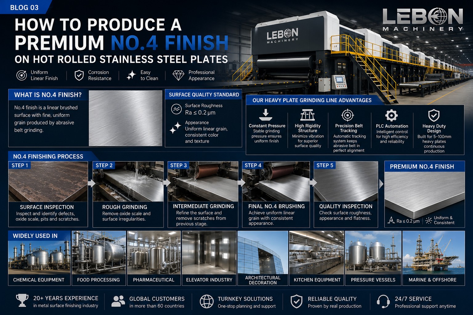 How to Produce a Premium No.4 Finish on Hot Rolled Stainless Steel Plates